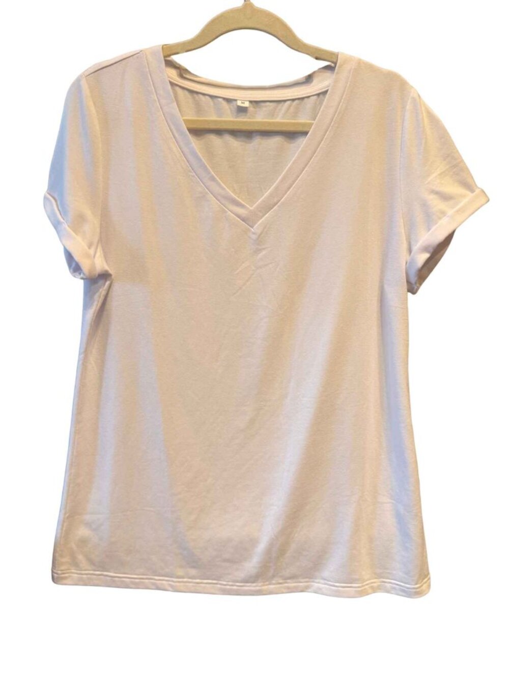 Women's White Short-Sleeve Basic Tee - Soft Stretch Fabric - Never Worn